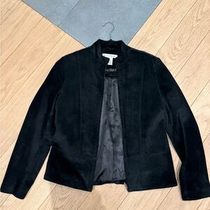 Women's Black 100% Genuine Suede Zip-Front Jacket